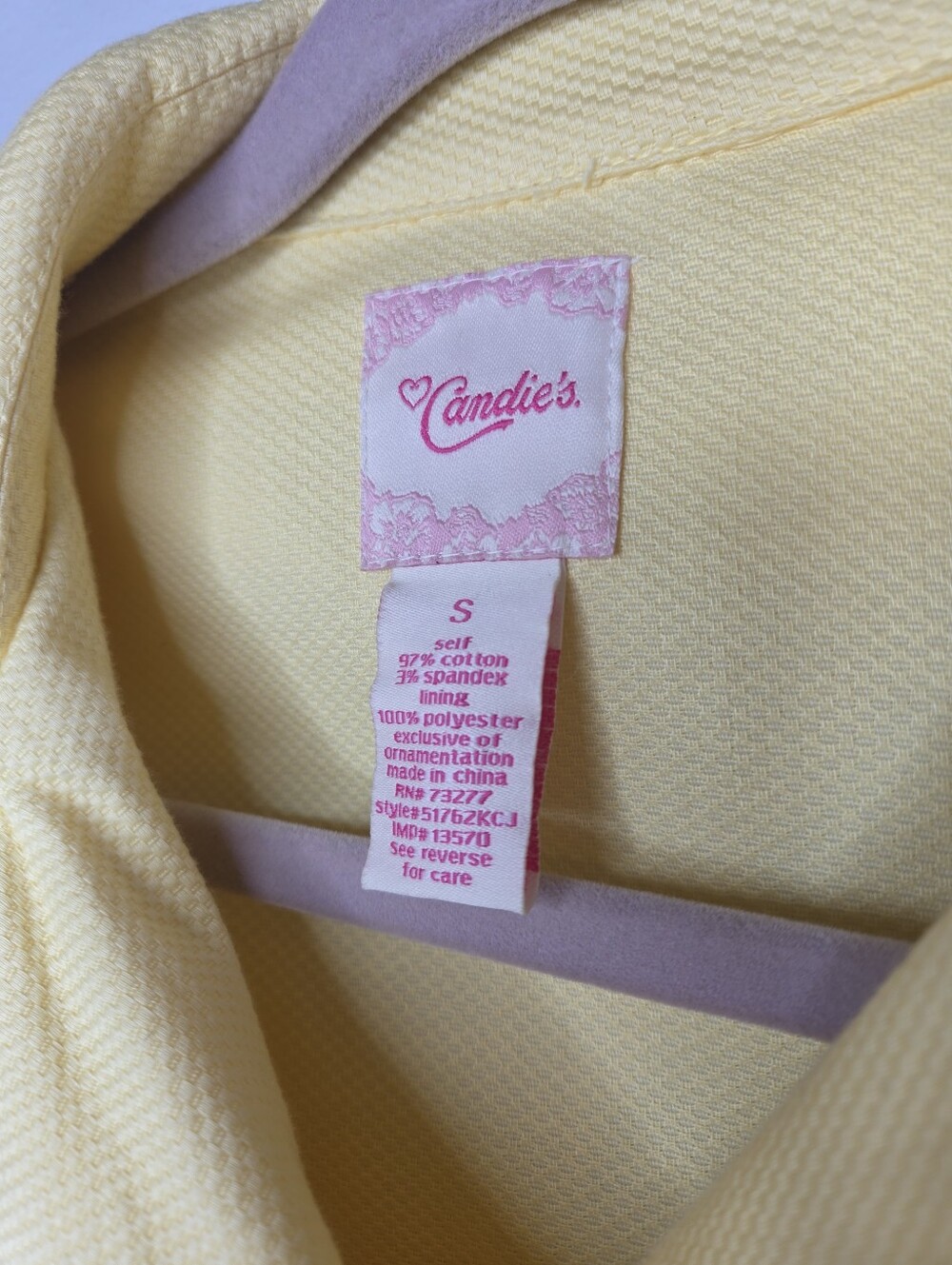 Candie's Soft Yellow Double-Breasted Pea Coat - Picture 2 of 15